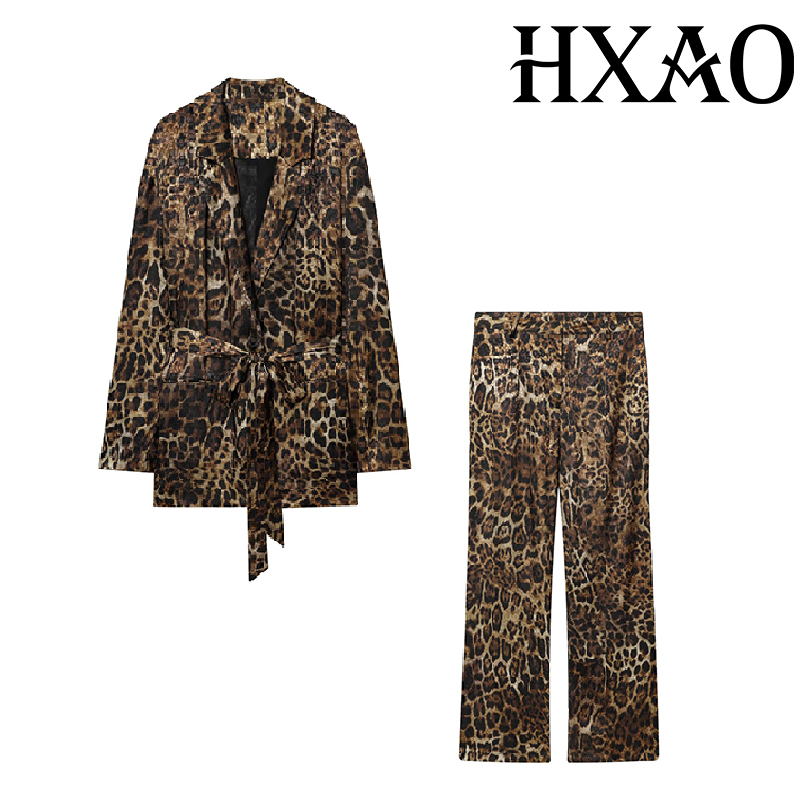 HXAO léopard pantalon ensemble - Women Electronic Accessories avis et prix